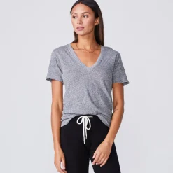 Tees*MONROW Fitted V Neck Tee - Color GRANITE