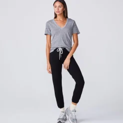 Tees*MONROW Fitted V Neck Tee - Color GRANITE