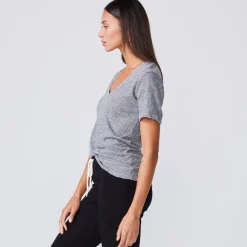 Tees*MONROW Fitted V Neck Tee - Color GRANITE