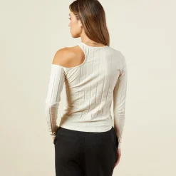 Long Sleeve*MONROW Flat Rib Asymmetric Long Sleeve OFFWHITE