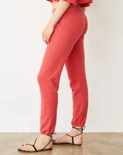 Terry|Sweats*MONROW French Terry Crop Elastic Waist Sweat CHERRY