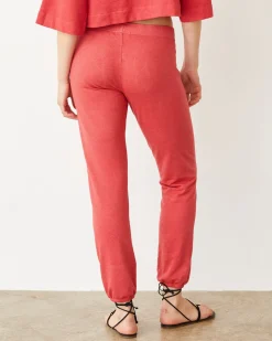 Terry|Sweats*MONROW French Terry Crop Elastic Waist Sweat CHERRY