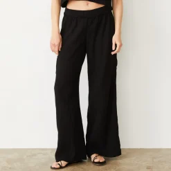 Pants*MONROW Gauze Wide Leg Cargo BLACK