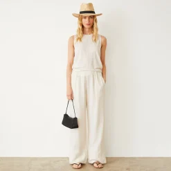 Pants*MONROW Gauze Wide Leg Pant PEARL