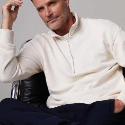 Mens Sale|Men's Sale*MONROW Half Zip Sweatshirt OFFWHITE