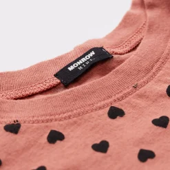 Kids*MONROW Kids Heart Crew Neck ANTIQUEROSE