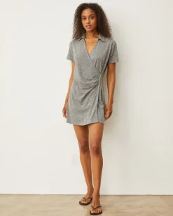 Dresses*MONROW Knit Wrap Dress GRANITE
