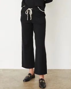 Soft Knit|Travel Essentials*MONROW Lightknit Pant With Contrast Piping BLACK