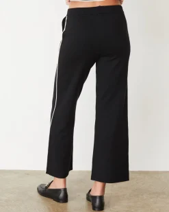 Soft Knit|Travel Essentials*MONROW Lightknit Pant With Contrast Piping BLACK