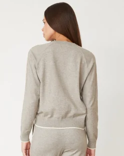 Soft Knit|Travel Essentials*MONROW Lightknit Sweater With Contrast Piping HEATHERGREY