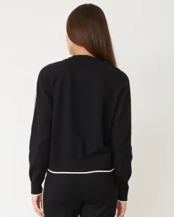 Soft Knit|Travel Essentials*MONROW Lightknit Sweater With Contrast Piping BLACK