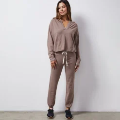 Soft Knit|Sweats*MONROW Light Soft Knit Contrast Stitch Vintage Sweat PECAN