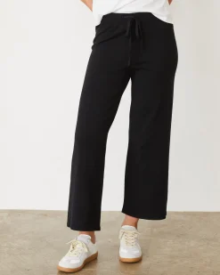 Soft Knit|Sweats*MONROW Light Soft Knit Crop Lounge Pant BLACK
