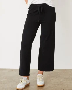Soft Knit|Sweats*MONROW Light Soft Knit Crop Lounge Pant BLACK