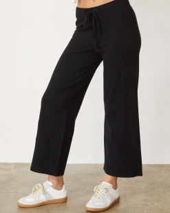 Soft Knit|Sweats*MONROW Light Soft Knit Crop Lounge Pant BLACK