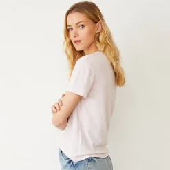 Tees*MONROW Linen Jersey Basic Crew Neck Tee PINKPEARL