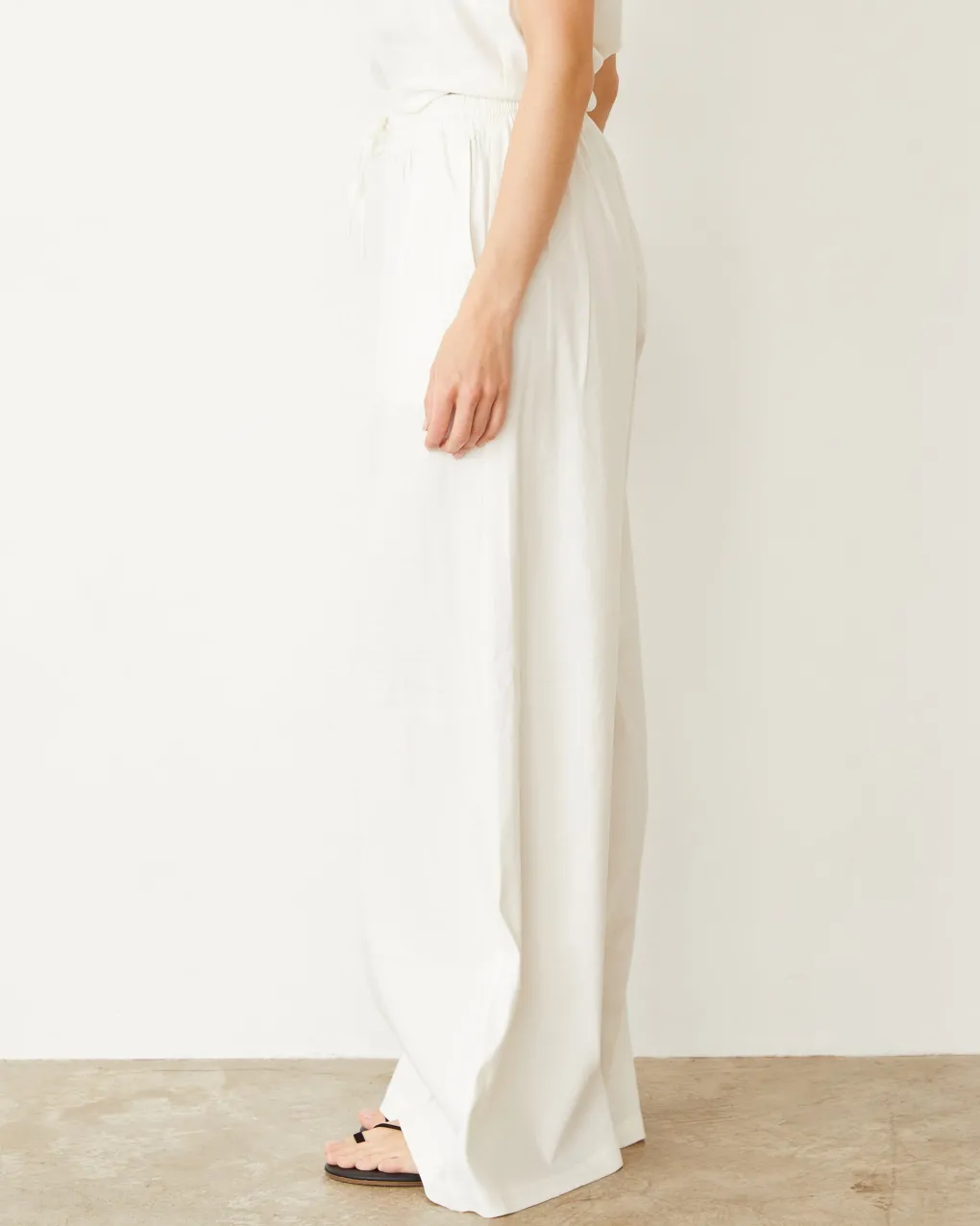 Pants*MONROW Linen Wide Leg Pant PEARL