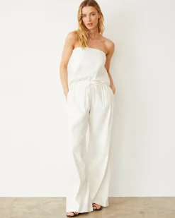 Pants*MONROW Linen Wide Leg Pant PEARL