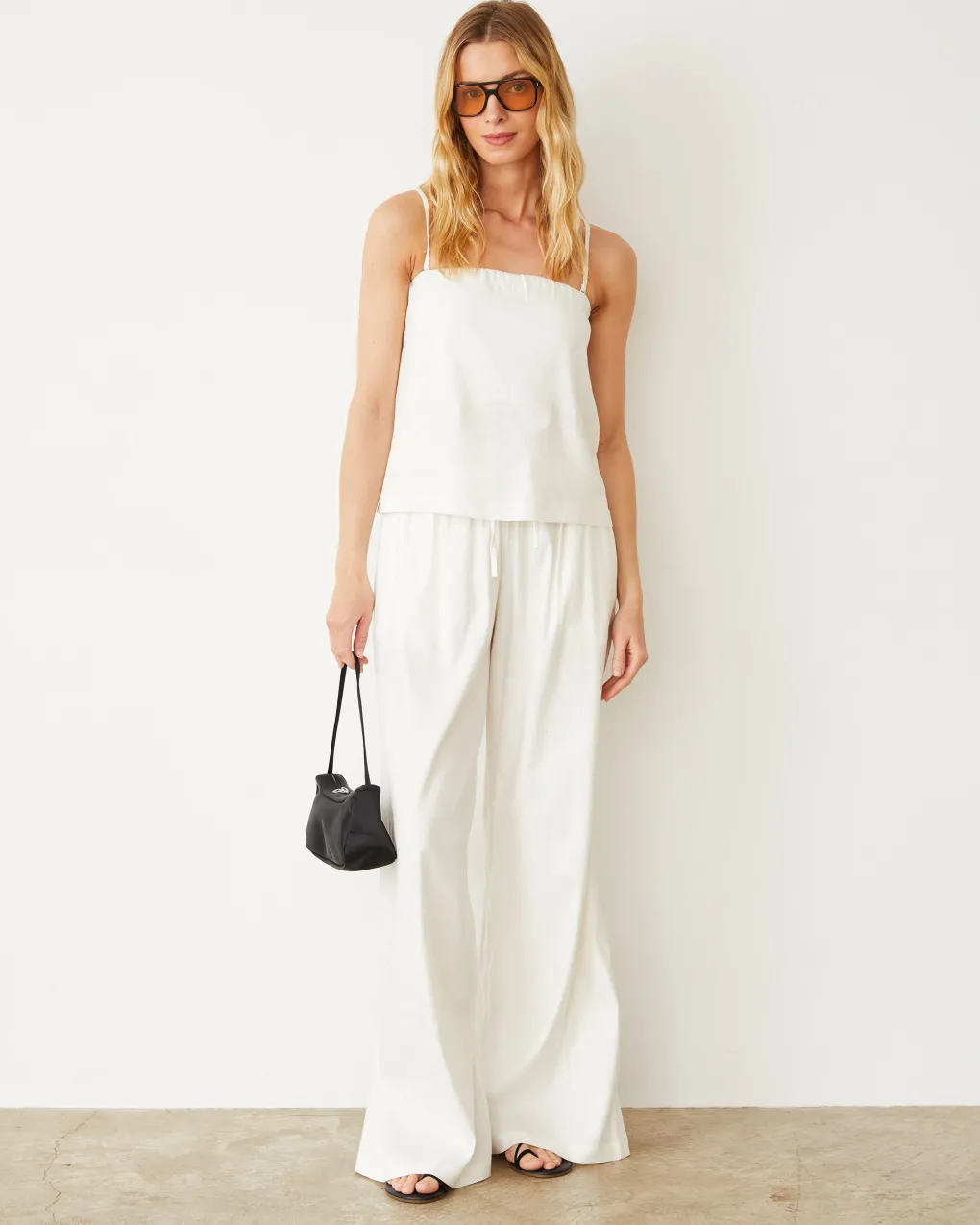 Pants*MONROW Linen Wide Leg Pant PEARL