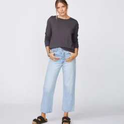 Long Sleeve*MONROW Long Sleeve Ex-Boyfriend Pocket Crew FADEDBLACK
