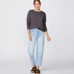 Long Sleeve*MONROW Long Sleeve Ex-Boyfriend Pocket Crew FADEDBLACK