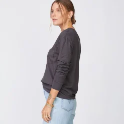 Long Sleeve*MONROW Long Sleeve Ex-Boyfriend Pocket Crew FADEDBLACK