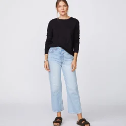 Long Sleeve*MONROW Long Sleeve Ex-Boyfriend Pocket Crew BLACK