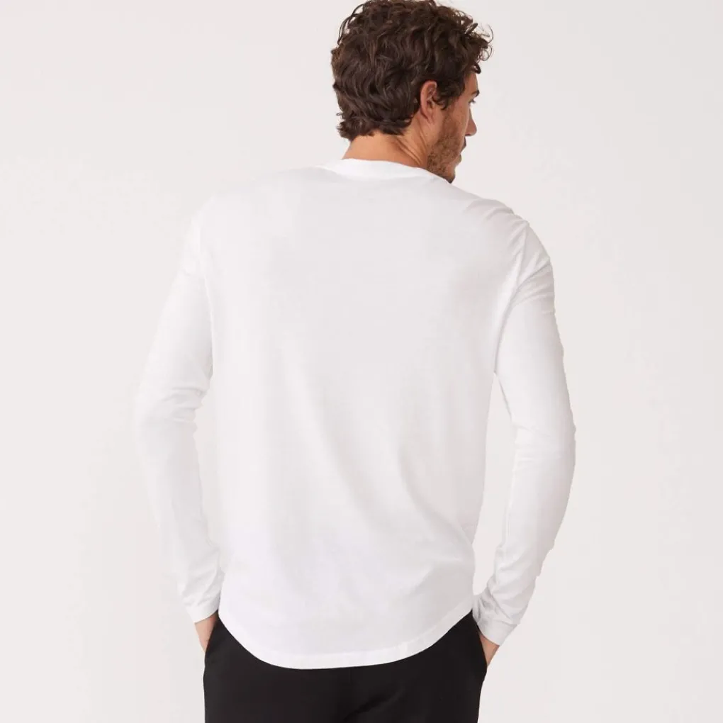 Men's Tops|Mens Sale*MONROW Long Sleeve Henley WHITE