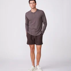Men's Tops|Mens Sale*MONROW Long Sleeve Henley COCOA