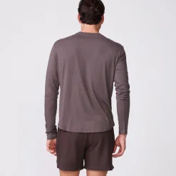 Men's Tops|Mens Sale*MONROW Long Sleeve Henley COCOA