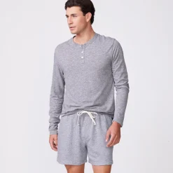Men's Tops|Mens Sale*MONROW Long Sleeve Henley GRANITE
