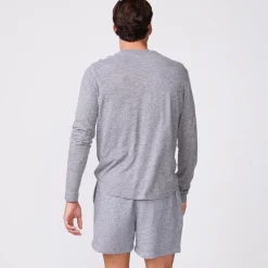 Men's Tops|Mens Sale*MONROW Long Sleeve Henley GRANITE