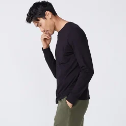 Men's Tops|Mens Sale*MONROW Long Sleeve Pocket Crew BLACK