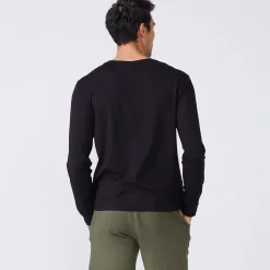 Men's Tops|Mens Sale*MONROW Long Sleeve Pocket Crew BLACK