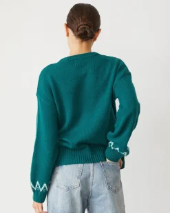 Sweaters*MONROW Merino Wool Fair Isle Crew Neck FOREST