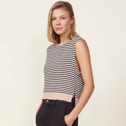 Tanks|Sweaters*MONROW Merino Wool Sweater Vest DUSKWINTER/WHITEBLACKSTRIPES