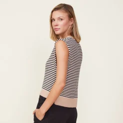 Tanks|Sweaters*MONROW Merino Wool Sweater Vest DUSKWINTER/WHITEBLACKSTRIPES