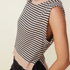 Tanks|Sweaters*MONROW Merino Wool Sweater Vest DUSKWINTER/WHITEBLACKSTRIPES