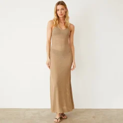 Dresses*MONROW Mesh Maxi Dress CROISSANT