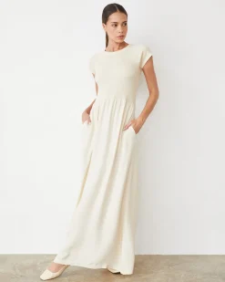 Dresses*MONROW Mix Media Maxi Dress OFFWHITE