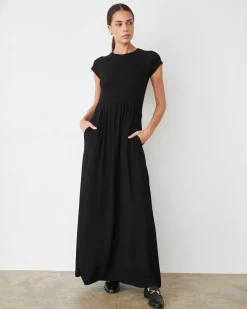 Dresses*MONROW Mix Media Maxi Dress BLACK