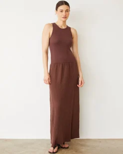 Dresses*MONROW Mix Media Tank Maxi Dress MAHOGANY