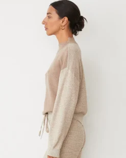 Travel Essentials|Sets*MONROW Organic Cotton Cashmere Funnel Neck Sweater WALNUT