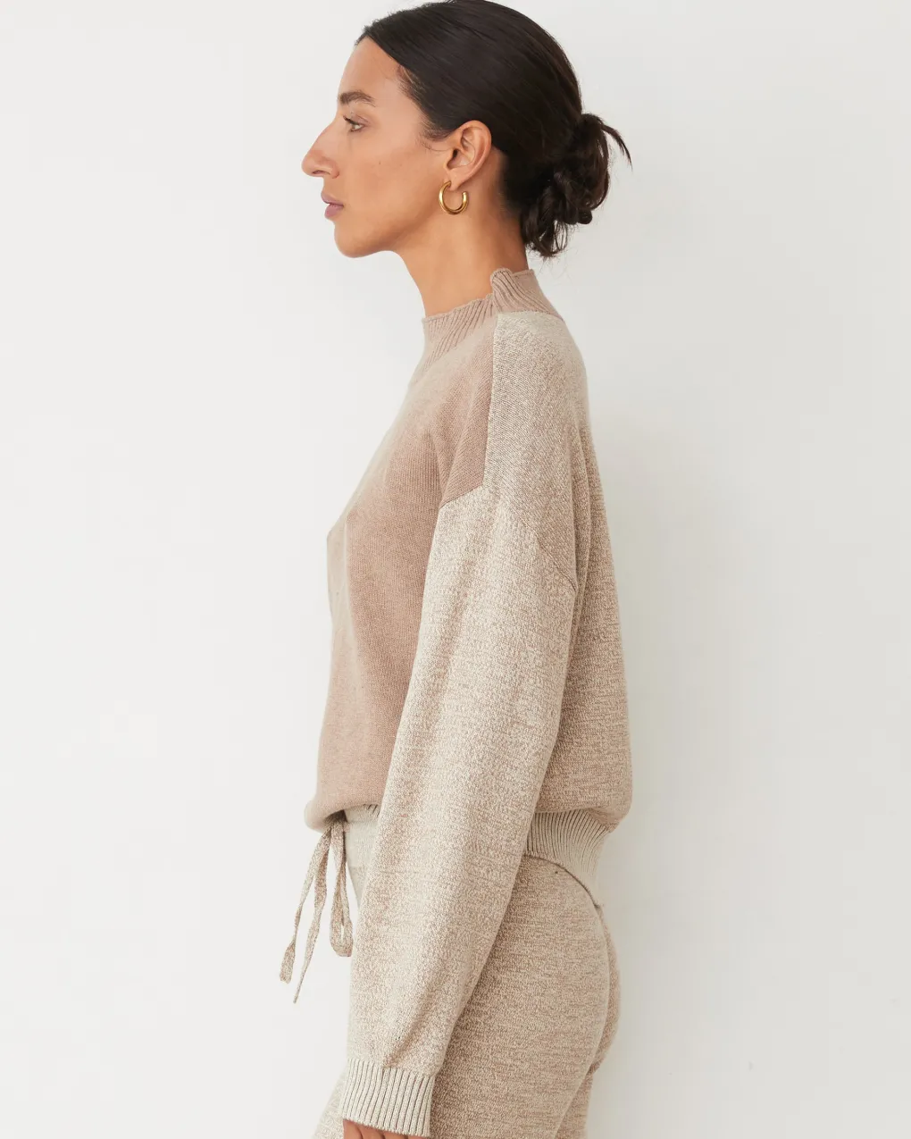 Travel Essentials|Sets*MONROW Organic Cotton Cashmere Funnel Neck Sweater WALNUT
