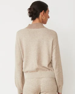 Travel Essentials|Sets*MONROW Organic Cotton Cashmere Funnel Neck Sweater WALNUT