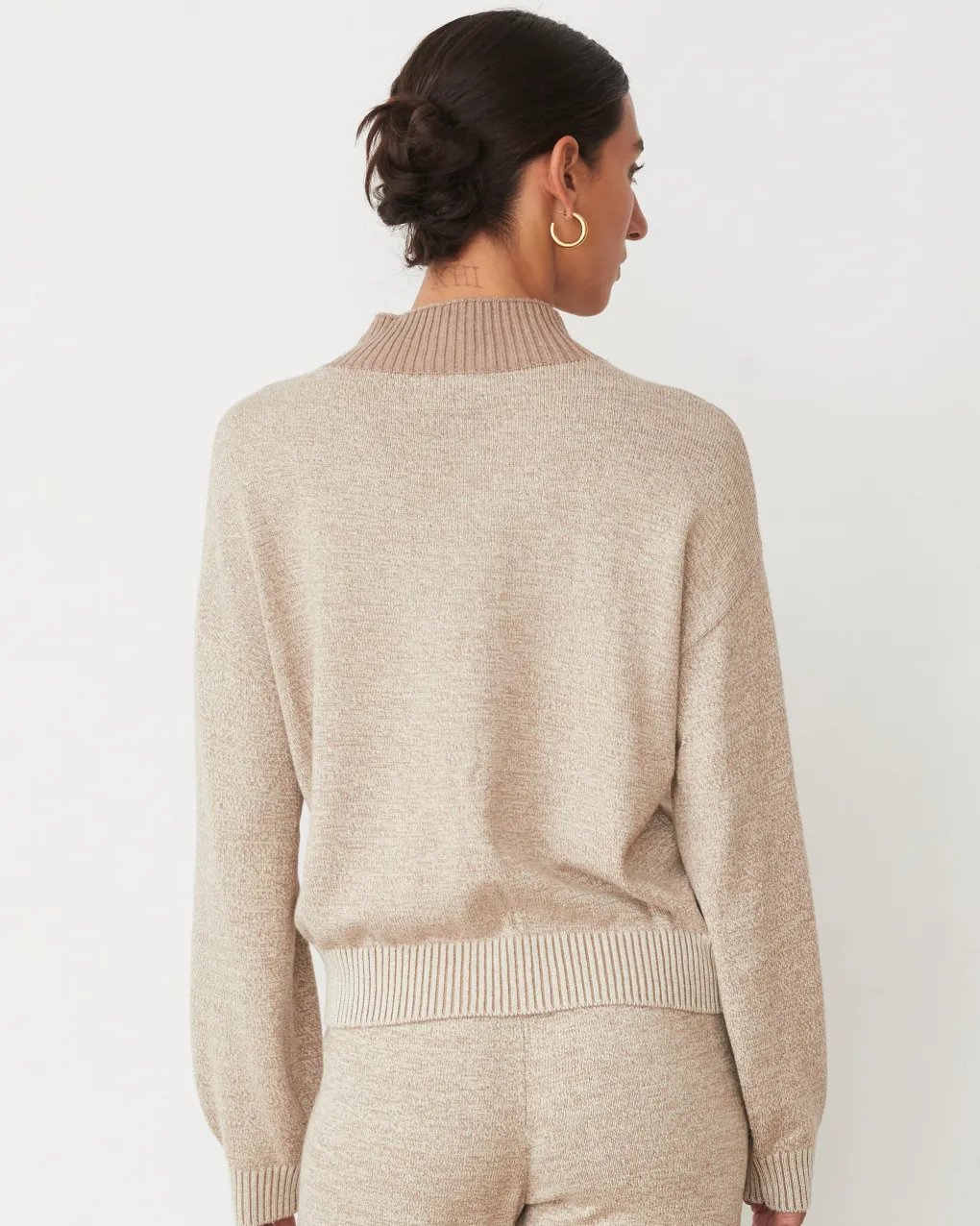 Travel Essentials|Sets*MONROW Organic Cotton Cashmere Funnel Neck Sweater WALNUT