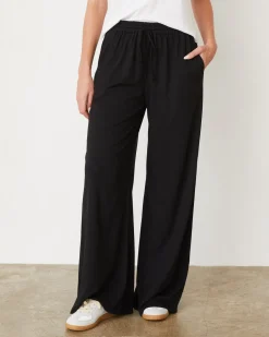 Travel Essentials|Sweats*MONROW Organic Jersey Wide Leg Pant BLACK
