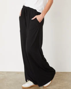 Travel Essentials|Sweats*MONROW Organic Jersey Wide Leg Pant BLACK