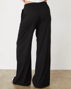Travel Essentials|Sweats*MONROW Organic Jersey Wide Leg Pant BLACK