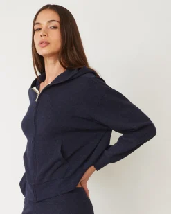 Travel Essentials|Sets*MONROW Original Fleece Zip Up Hoody HEATHEREDNAVY